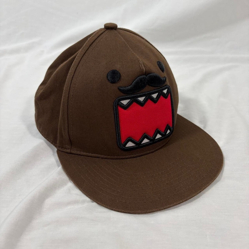 Domo brown snapback hat mustache graphic